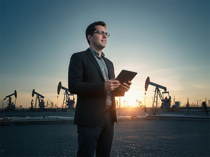 Ryan Purcella in the oilfield